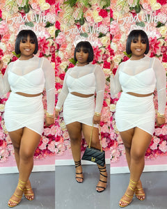 LONG SLEEVE TOP AND MINI SKIRT SET