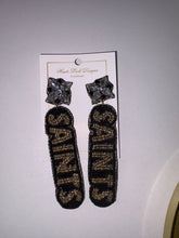 Load image into Gallery viewer, Saints Black &amp; Gold Beaded Earrings