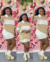 Load image into Gallery viewer, Stripe rugby polo top &amp; biker shorts set