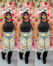 Load image into Gallery viewer, WAIST TRIM DISTRESSED WIDE LEG JORTS