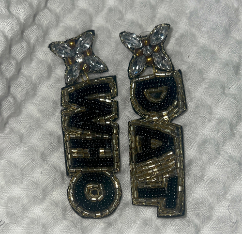 Rhinestone Who Dat Earrings