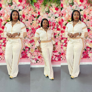 COLOR BLOCK STRAIGHT PANTS SET