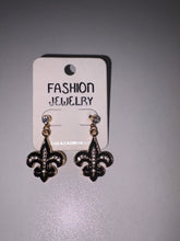 Load image into Gallery viewer, Saints Black &amp; Gold Beaded Earrings