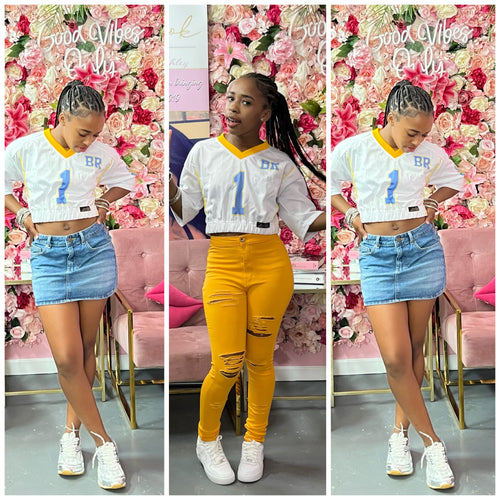 White SU crop jersey