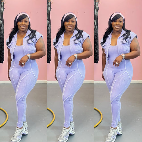 Lilac Jumpsuit with Cropped Jacket