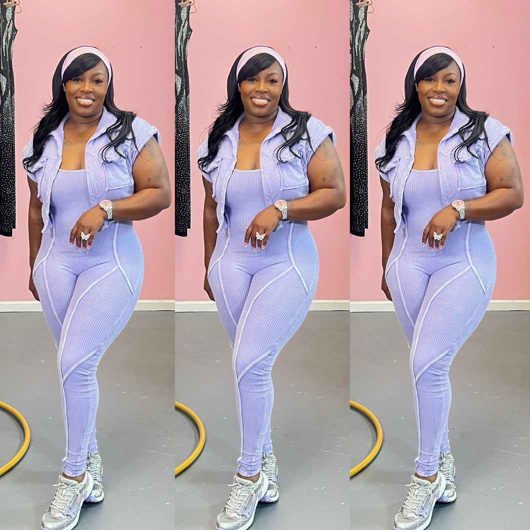 Lilac Jumpsuit with Cropped Jacket