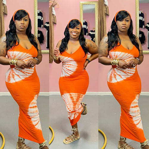 Tie Orange Dress with Headband