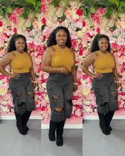 Load image into Gallery viewer, WAIST TRIM DISTRESSED WIDE LEG JORTS